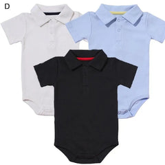 Fashionable Button-Down Collar Bodysuit Set | Unisex Baby Bodysuits