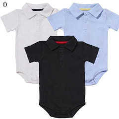 Fashionable Button-Down Collar Bodysuit Set | Unisex Baby Bodysuits