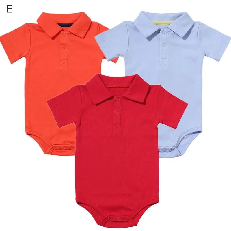 Fashionable Button-Down Collar Bodysuit Set | Unisex Baby Bodysuits