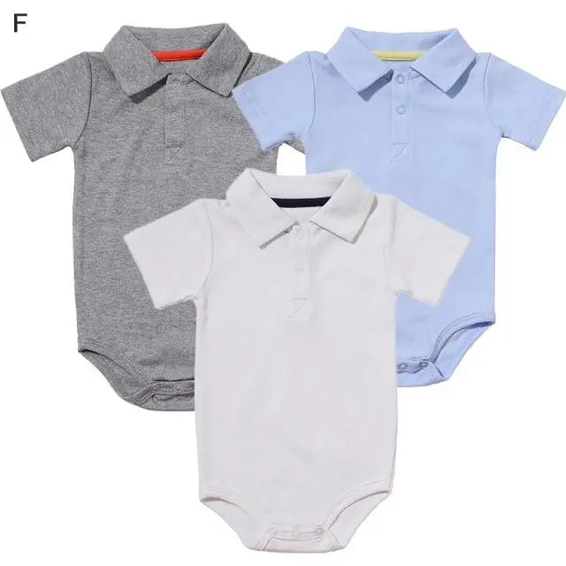 Fashionable Button-Down Collar Bodysuit Set | Unisex Baby Bodysuits