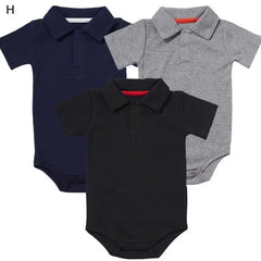 Fashionable Button-Down Collar Bodysuit Set | Unisex Baby Bodysuits