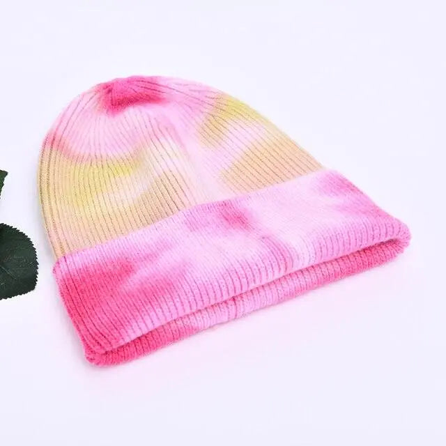 Multicolor Cashmere Wool Blend Knitted Winter Hat with Fur