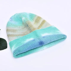 Multicolor Cashmere Wool Blend Knitted Winter Hat with Fur