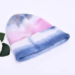 Multicolor Cashmere Wool Blend Knitted Winter Hat with Fur