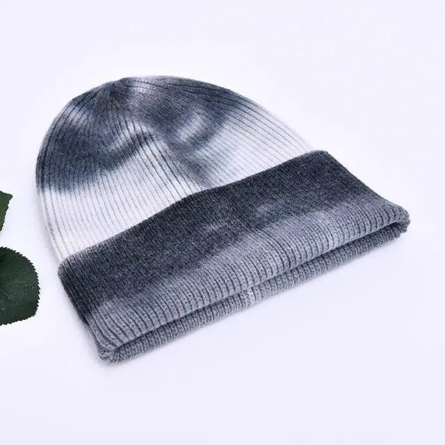 Multicolor Cashmere Wool Blend Knitted Winter Hat with Fur