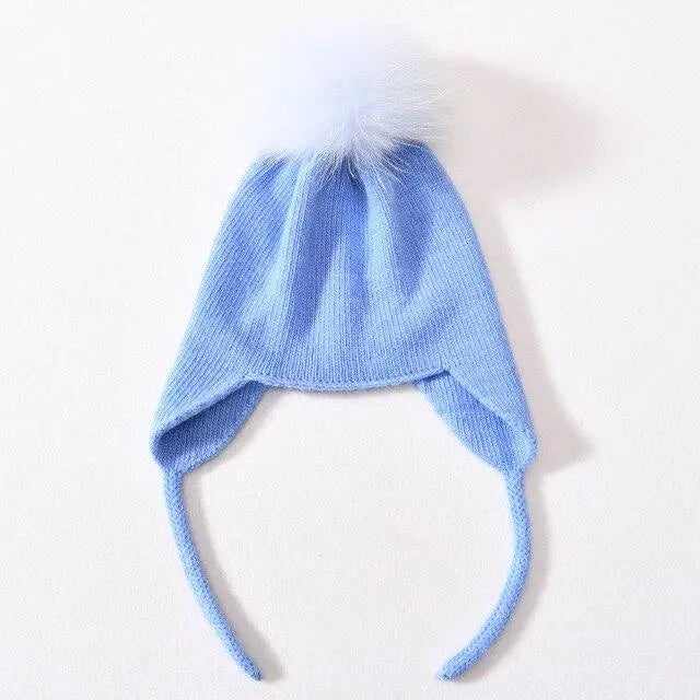 Wool Winter Hat with Raccoon Fur Pom-Pom | Unisex & Cozy