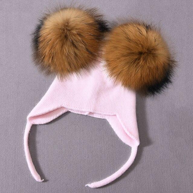 Unisex Wool Hat with Raccoon Fur Pom-Pom | Cozy & Chic