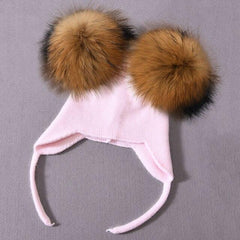 Unisex Wool Hat with Raccoon Fur Pom-Pom | Cozy & Chic