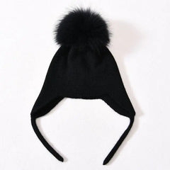 Wool Winter Hat with Raccoon Fur Pom-Pom | Unisex & Cozy