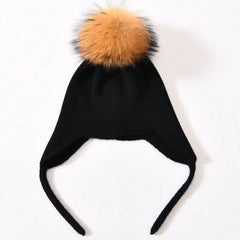 Wool Winter Hat with Raccoon Fur Pom-Pom | Unisex & Cozy
