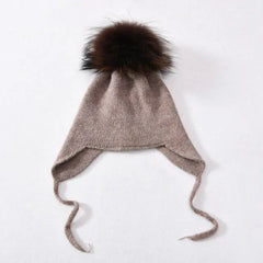 Wool Winter Hat with Raccoon Fur Pom-Pom | Unisex & Cozy