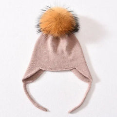 Wool Winter Hat with Raccoon Fur Pom-Pom | Unisex & Cozy