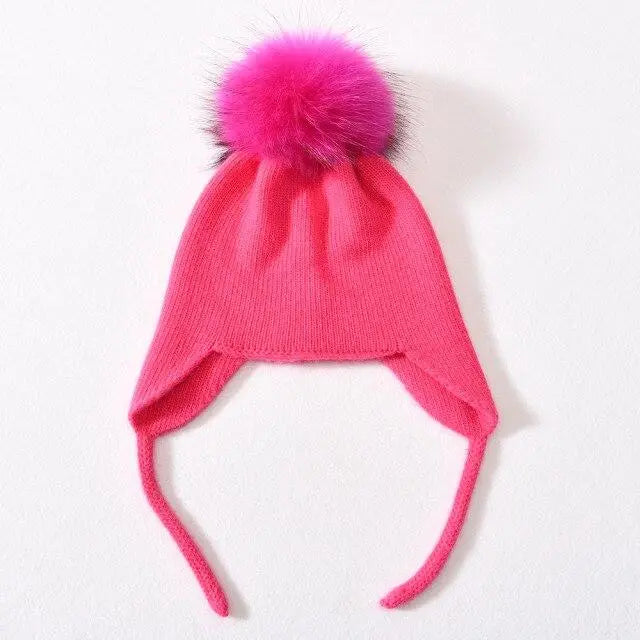 Wool Winter Hat with Raccoon Fur Pom-Pom | Unisex & Cozy