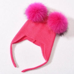 Unisex Wool Hat with Raccoon Fur Pom-Pom | Cozy & Chic
