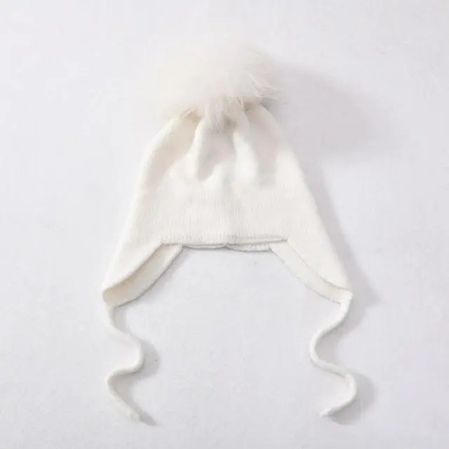 Wool Winter Hat with Raccoon Fur Pom-Pom | Unisex & Cozy