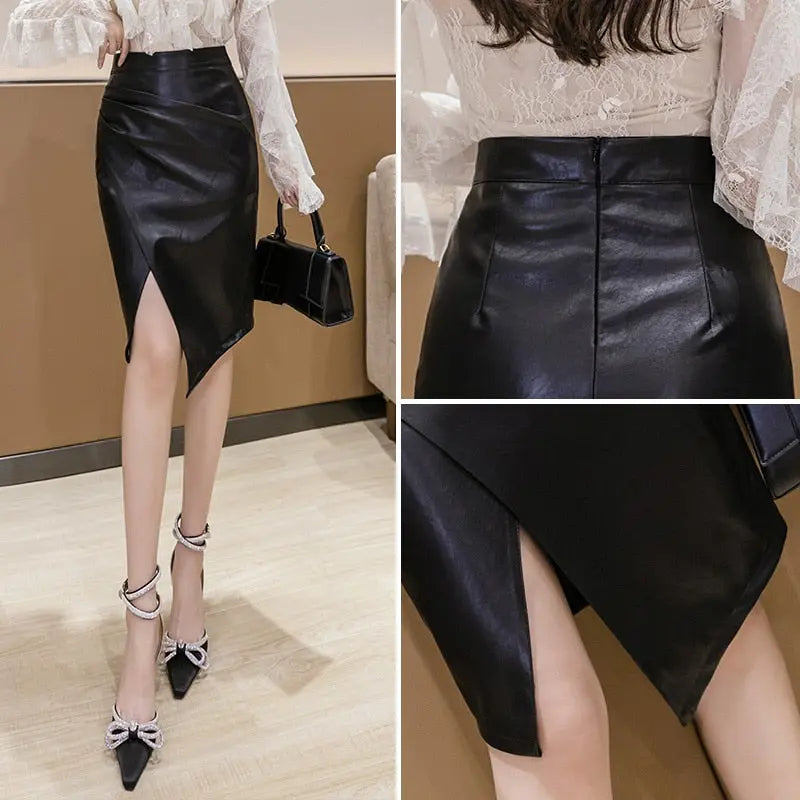 Women's Faux Leather Midi Skirt | Chic & Versatile