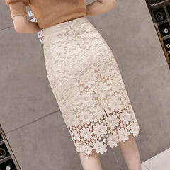 Lace Midi Skirt | Cotton Blend with Empire Waistline