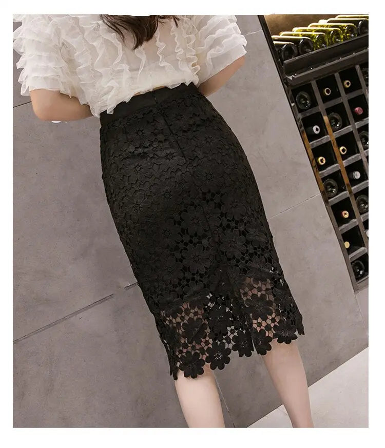 Lace Midi Skirt | Cotton Blend with Empire Waistline