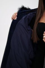 Genuine Shearling Silver Fox Trim Jacket