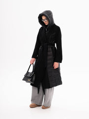 Kennedy Fringe Luxe Down Wool Blend Coat in Black Alaska® Outerwear Company