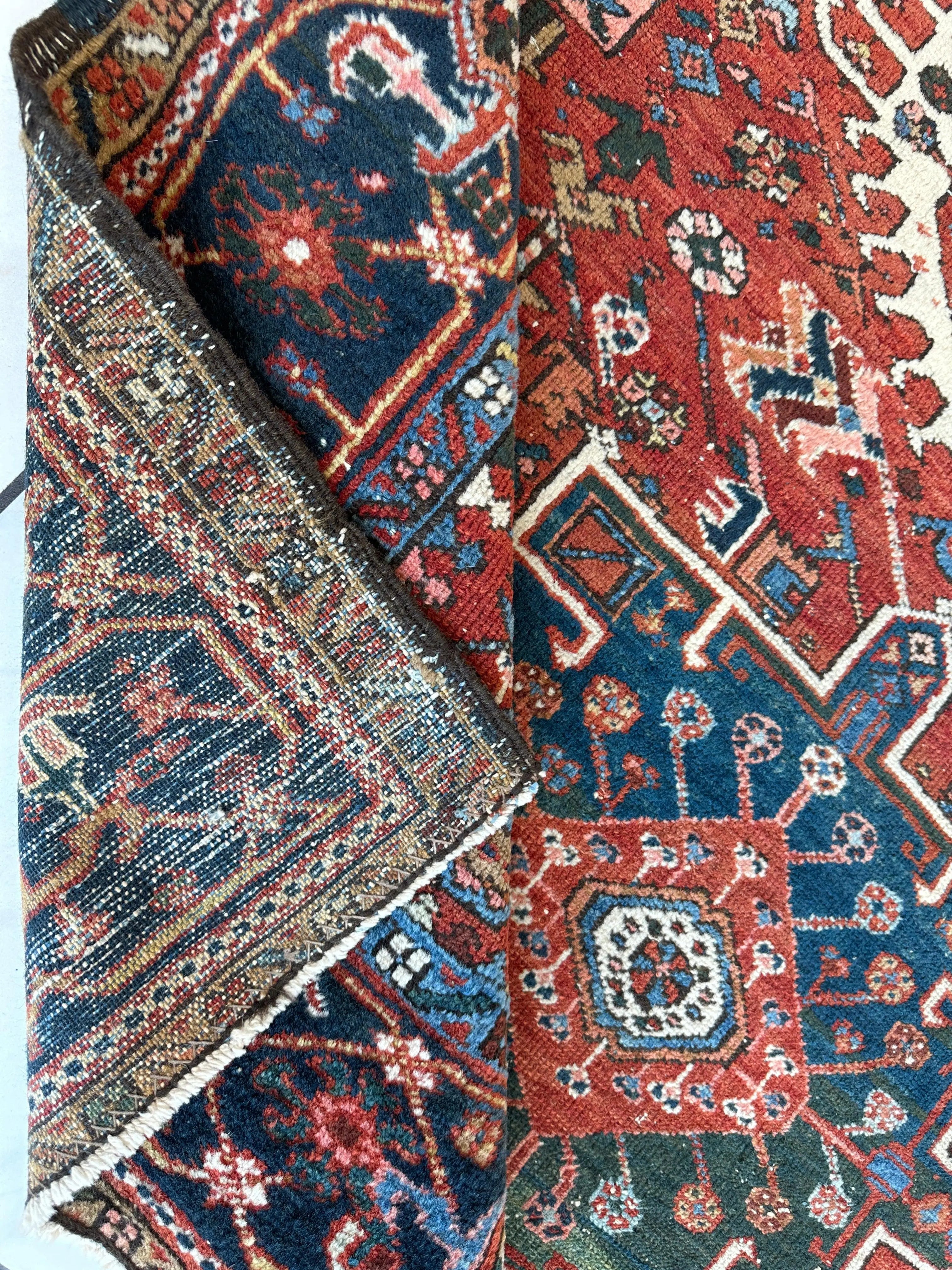 KARAJA Persian Antique Heriz Rug  4'9" x 6' Rugistan