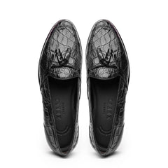 11-582-BLK FRANCO Crocodile Tassel Loafer, Black