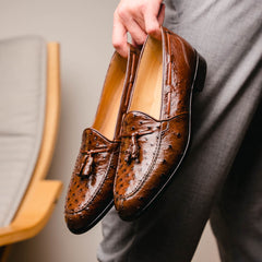13-581-BRN FRANCO Ostrich Tassel Loafer, Brown