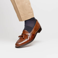 14-580-CGN FRANCO Teju Lizard Tassel Loafer, Cognac