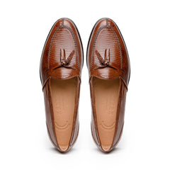14-580-CGN FRANCO Teju Lizard Tassel Loafer, Cognac