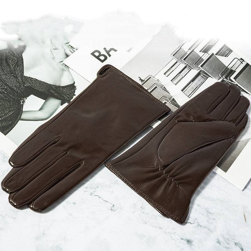 Touch Screen Leather Gloves with Plush Lining