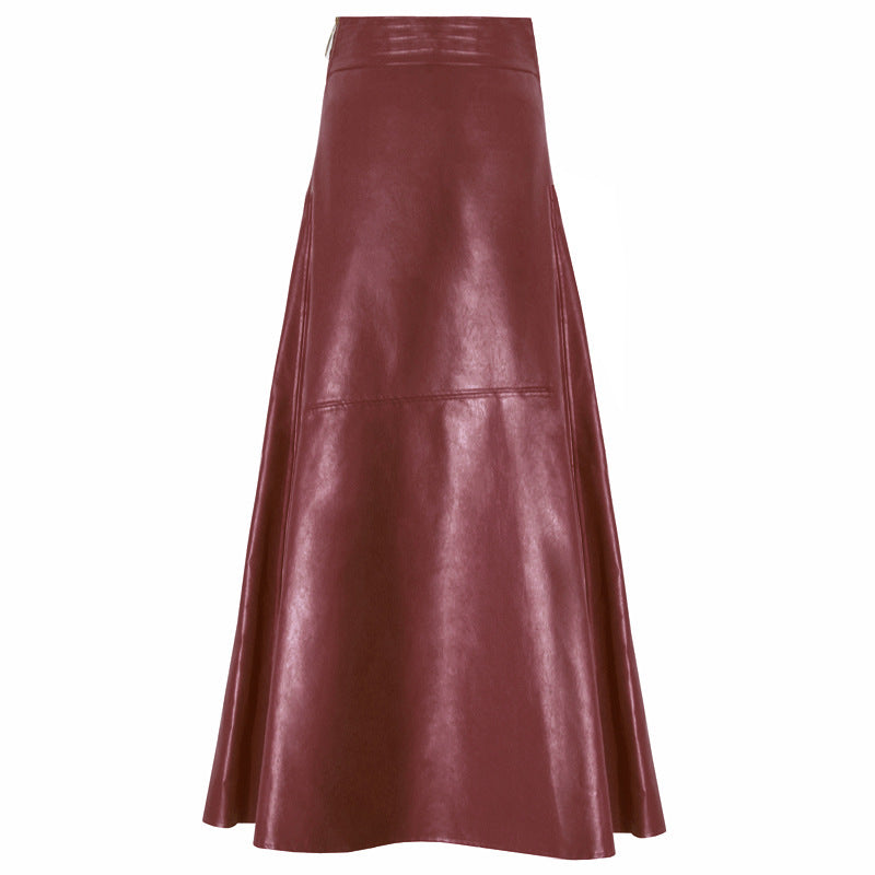 Red leather skirt on a white background