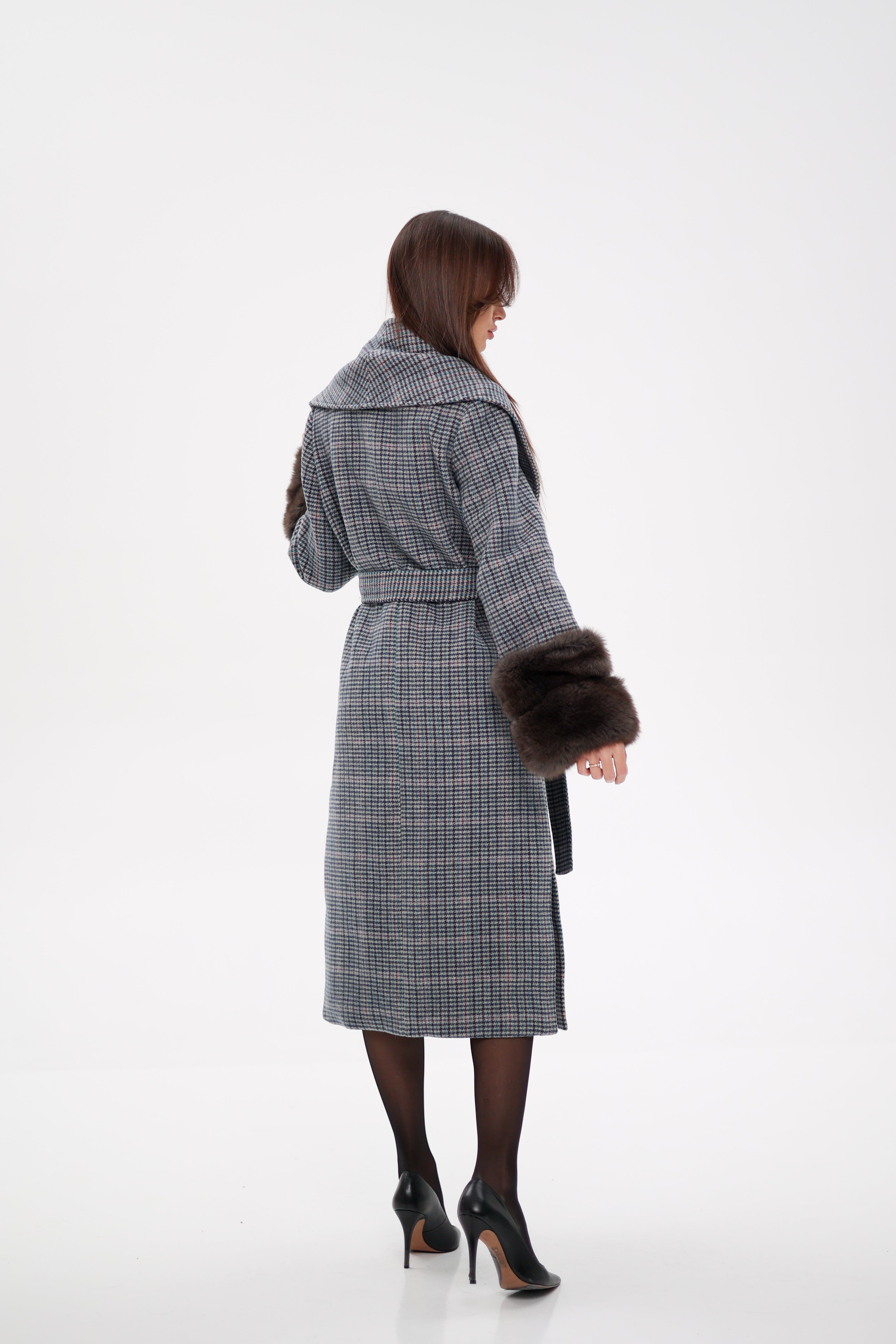Genuine Polar Fox Fur Virgin Wool Wrap Coat Alaska® Outerwear Company
