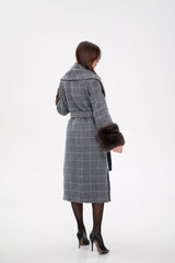 Genuine Polar Fox Fur Virgin Wool Wrap Coat Alaska® Outerwear Company