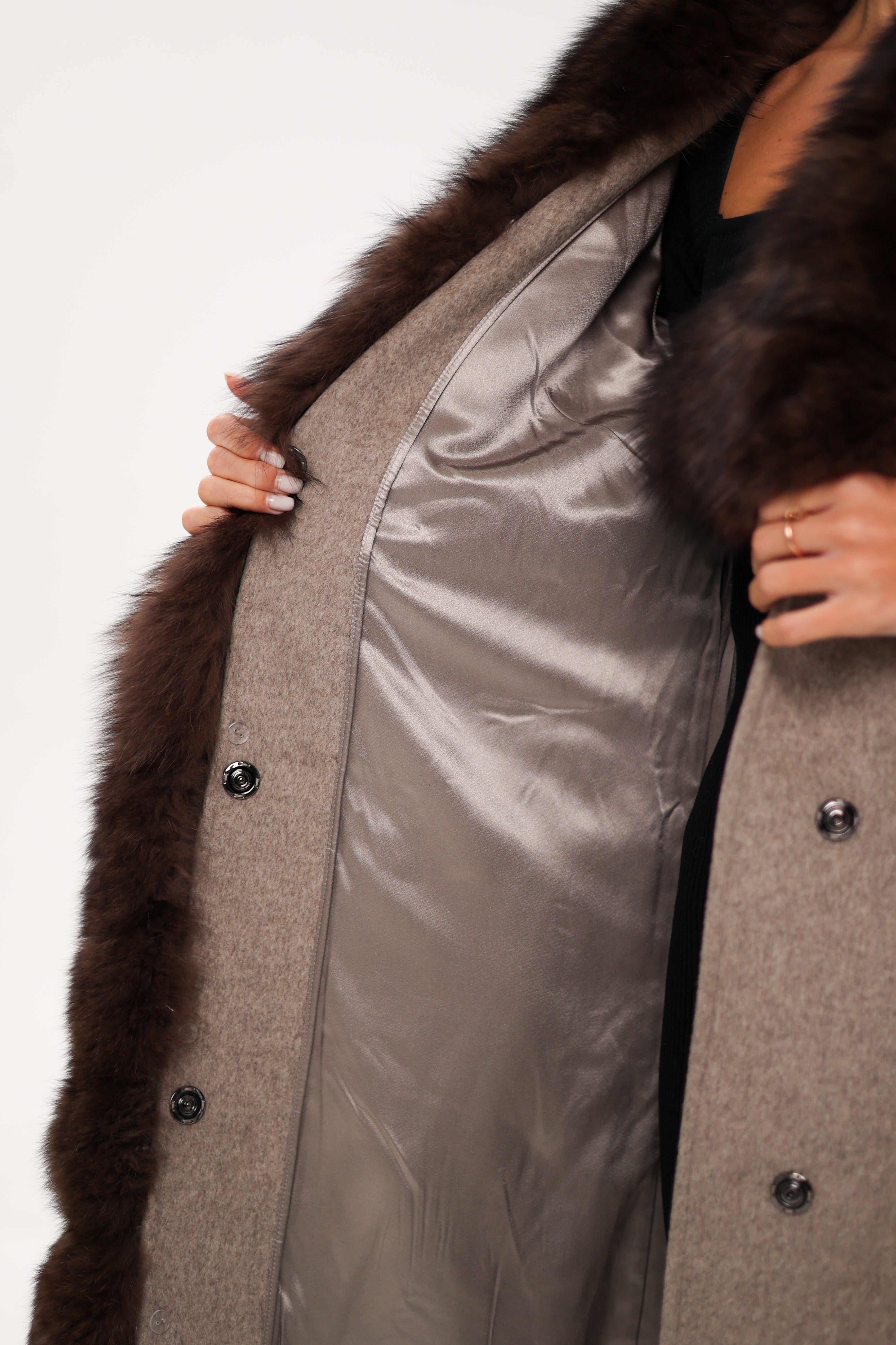 Genuine Polar Fox Fur Virgin Wool Coat Alaska® Outerwear Company