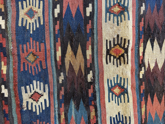 19th C Antique Tribal Shahsavan Caucasian Mafrash Panel, Bagface - 26" X 18" Rugistan