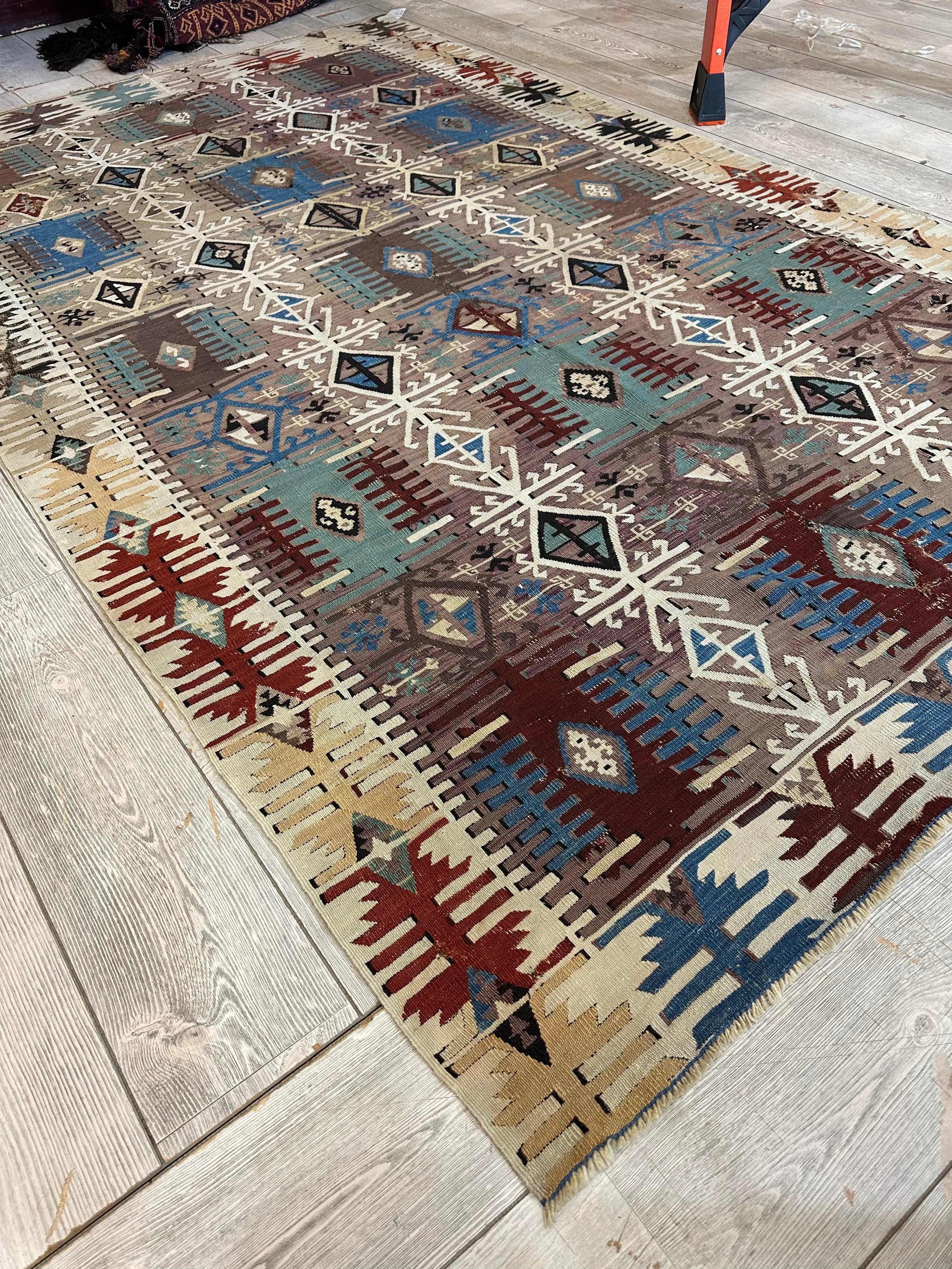 Reyhanli Anatolian 19th C Antique One Of A Kind Kilim Rug 5’ x 8’3” Rugistan