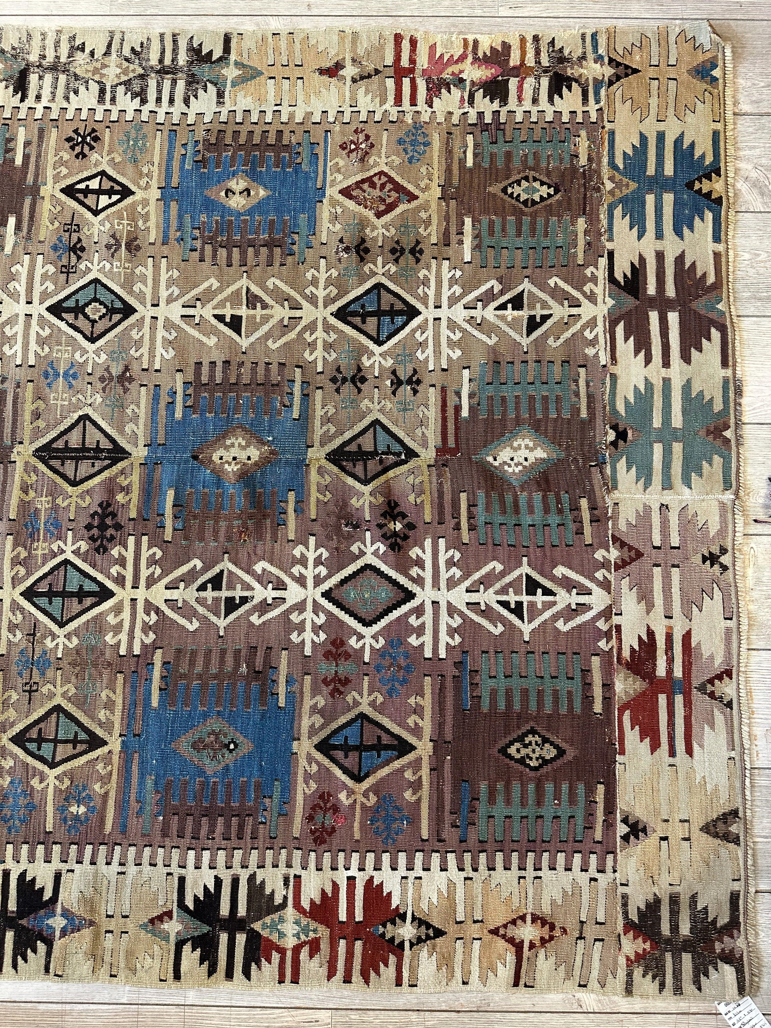 Reyhanli Anatolian 19th C Antique One Of A Kind Kilim Rug 5’ x 8’3” Rugistan