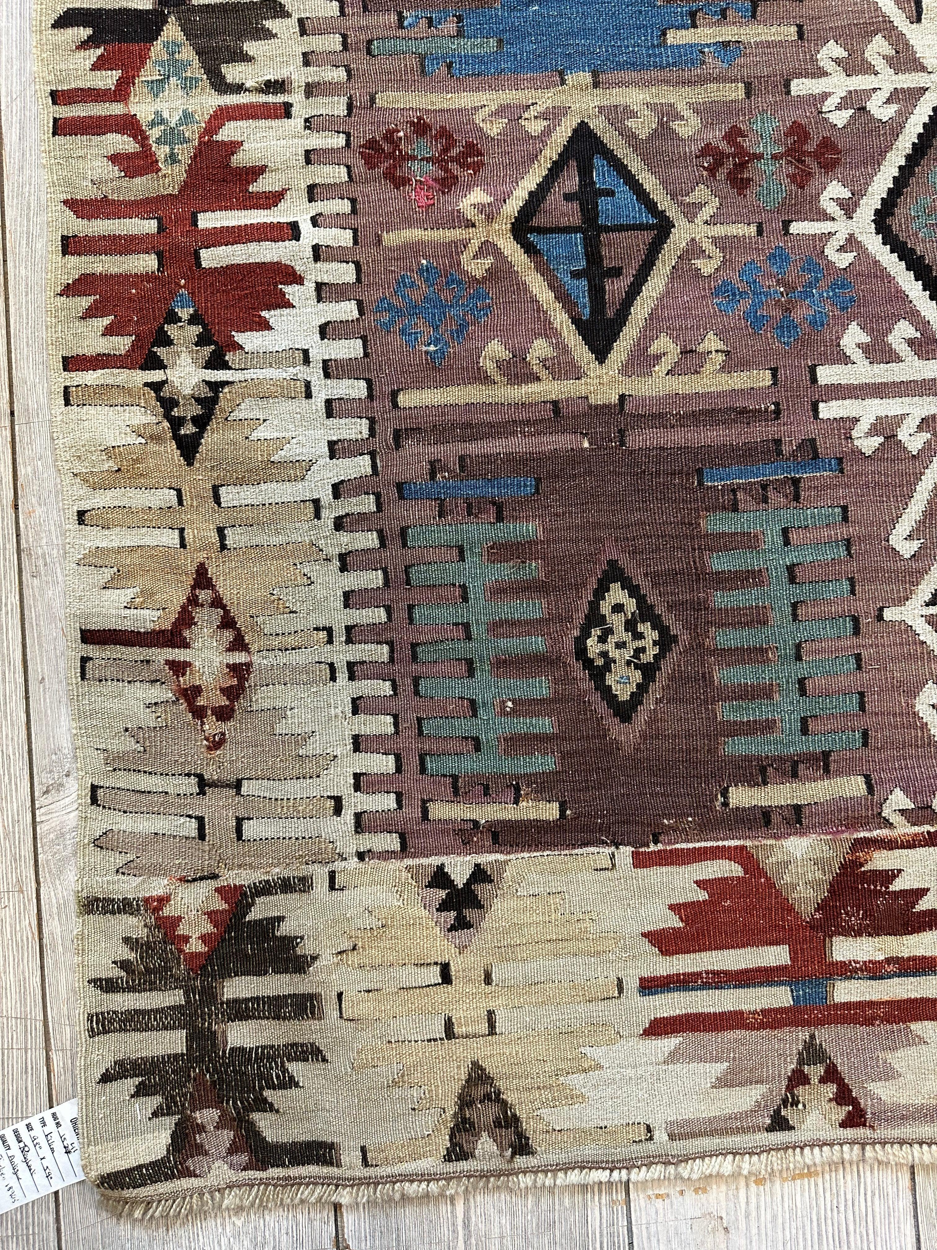 Reyhanli Anatolian 19th C Antique One Of A Kind Kilim Rug 5’ x 8’3” Rugistan