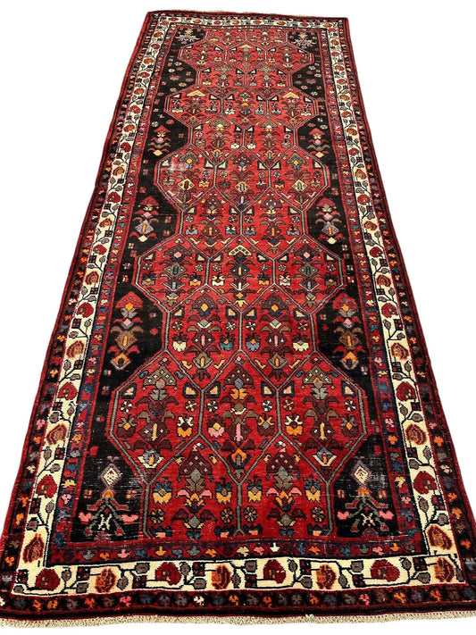 Vintage Persian Hosseinabad Runner Rug - 4’2” x 10’5” - Handwoven Wool, Circa 1950s Rugistan