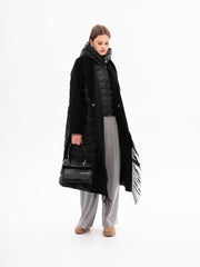 Kennedy Fringe Luxe Down Wool Blend Coat in Black Alaska® Outerwear Company