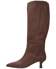 Brown knee-high boot on a white background
