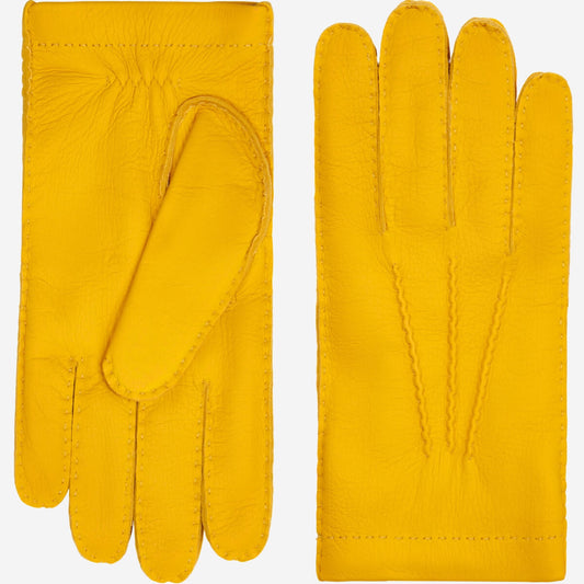 Pair of yellow gloves on a white background