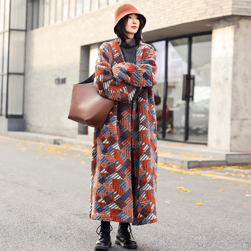 Women's Jacquard Wool Coat