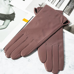 Touch Screen Leather Gloves with Plush Lining