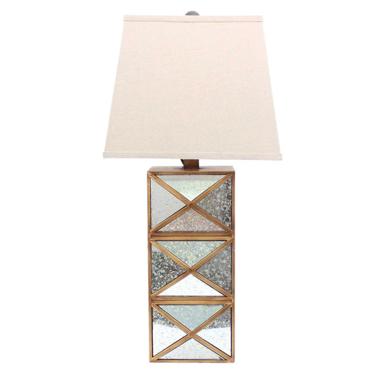 Gold table lamp with the illusion of a mirror base HomeRoots