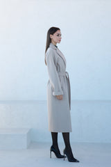 Classic Brushed Cashmere Wool Blend Overcoat in Beige