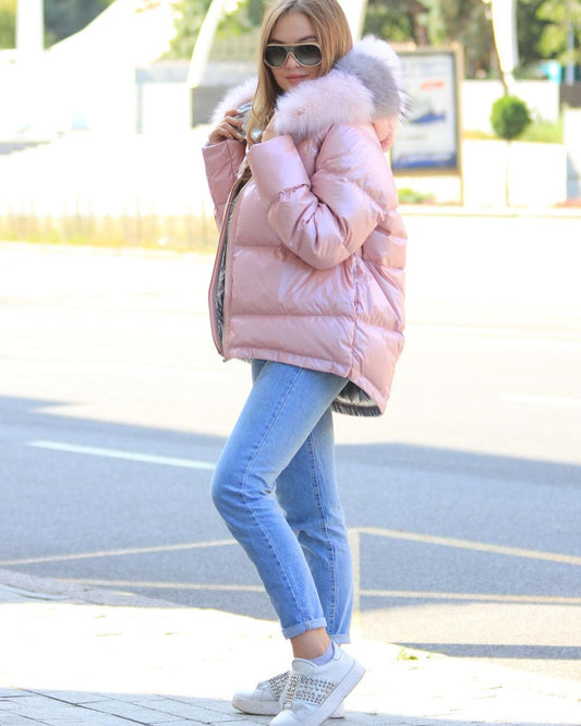 ⇆ Nicole Genuine Polar Fox Reversible Down Coat Alaska® Outerwear Company