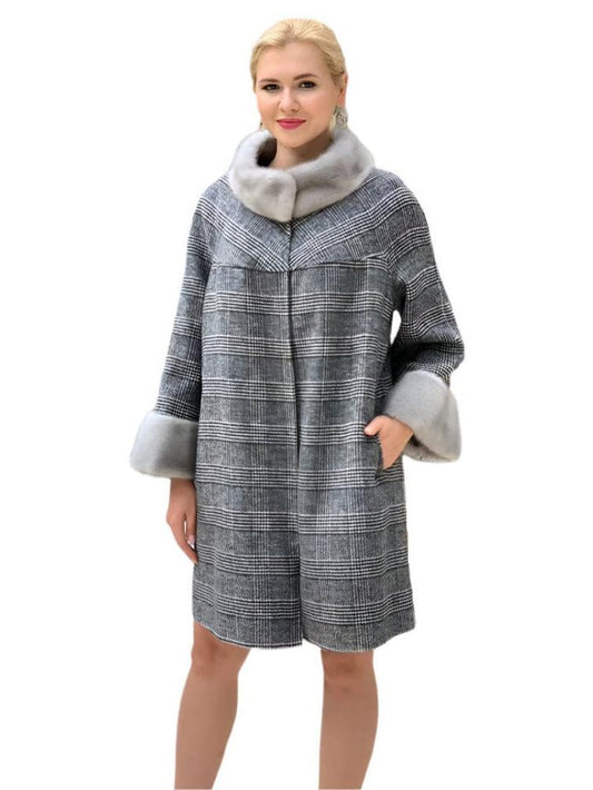 Genuine Scandinavian Mink Fur Rabbit Fur Lined Collar Virgin Wool Coat Alaska® Outerwear Company