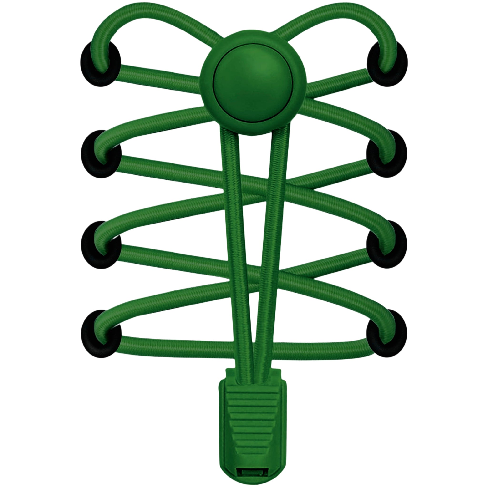 Green garden sprinkler with multiple arms on a white background