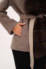 Genuine Polar Fox Fur Virgin Wool Coat in Dark Beige Alaska® Outerwear Company